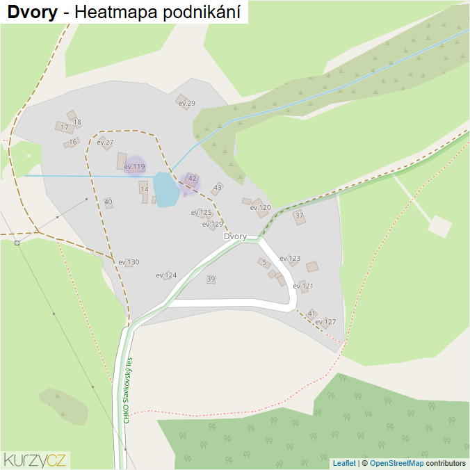 Mapa Dvory - Firmy v části obce.