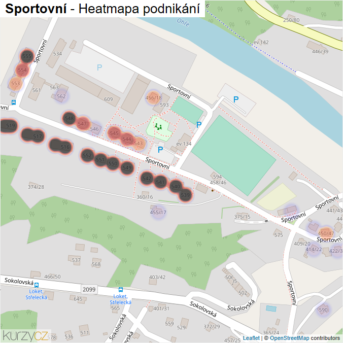 Mapa Sportovní - Firmy v ulici.