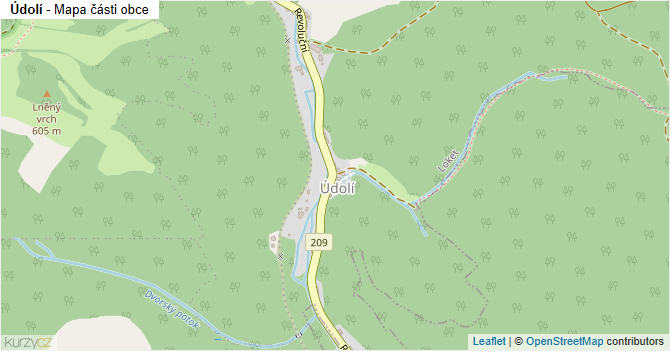 Údolí - mapa části obce