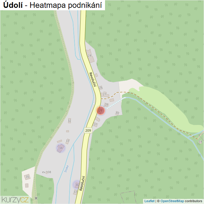 Mapa Údolí - Firmy v části obce.