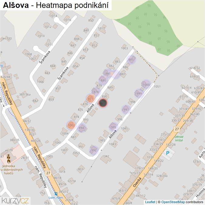 Mapa Alšova - Firmy v ulici.