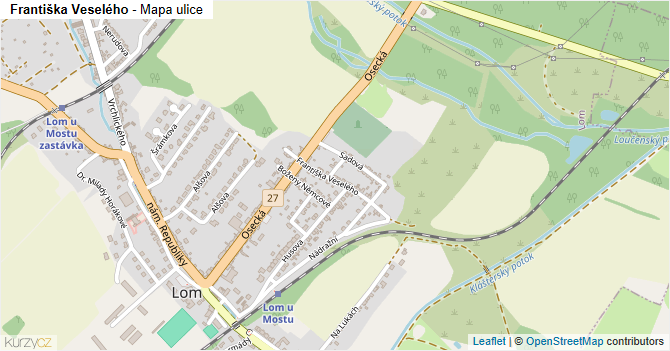 Františka Veselého - mapa ulice