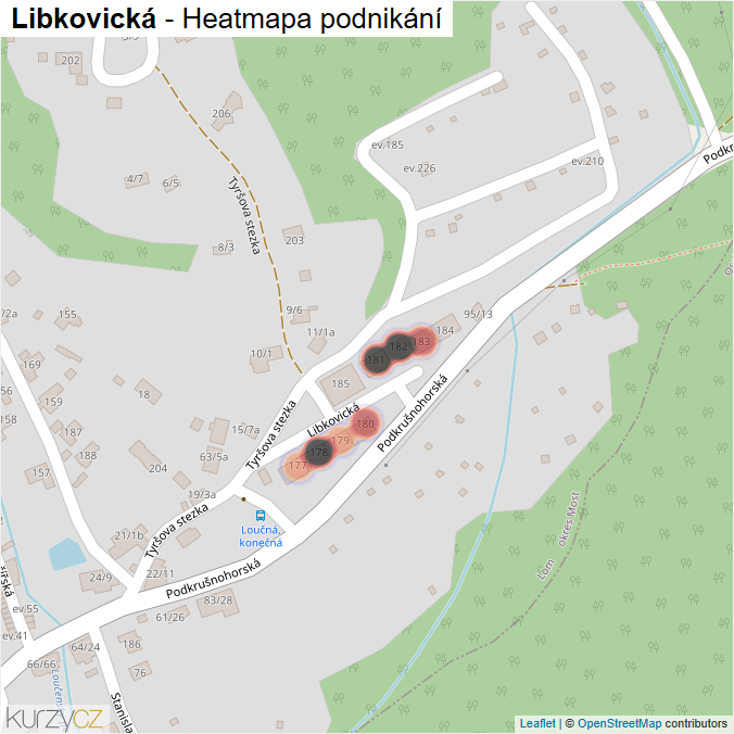 Mapa Libkovická - Firmy v ulici.