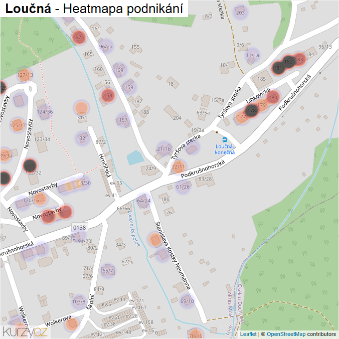 Mapa Loučná - Firmy v části obce.