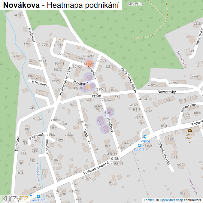 Mapa Novákova - Firmy v ulici.