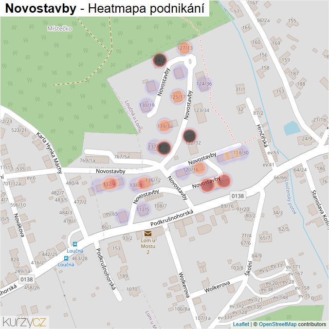 Mapa Novostavby - Firmy v ulici.