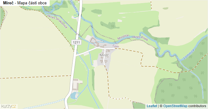 Míreč - mapa části obce