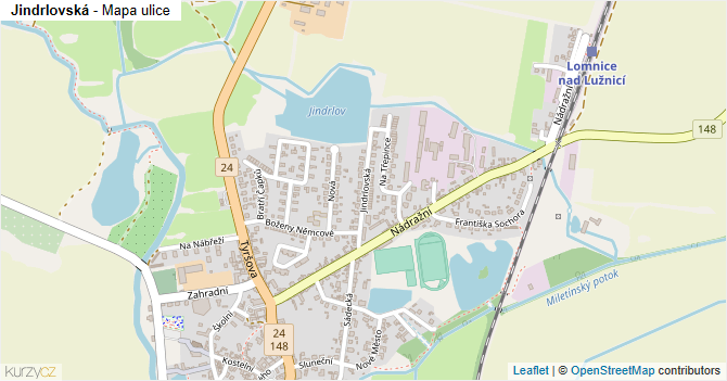 Jindrlovská - mapa ulice