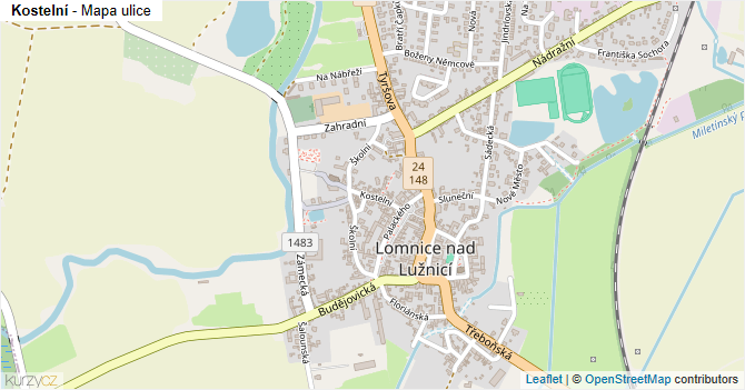 Kostelní - mapa ulice