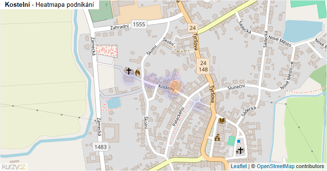 Kostelní - mapa podnikání