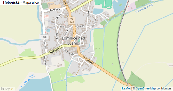 Třeboňská - mapa ulice