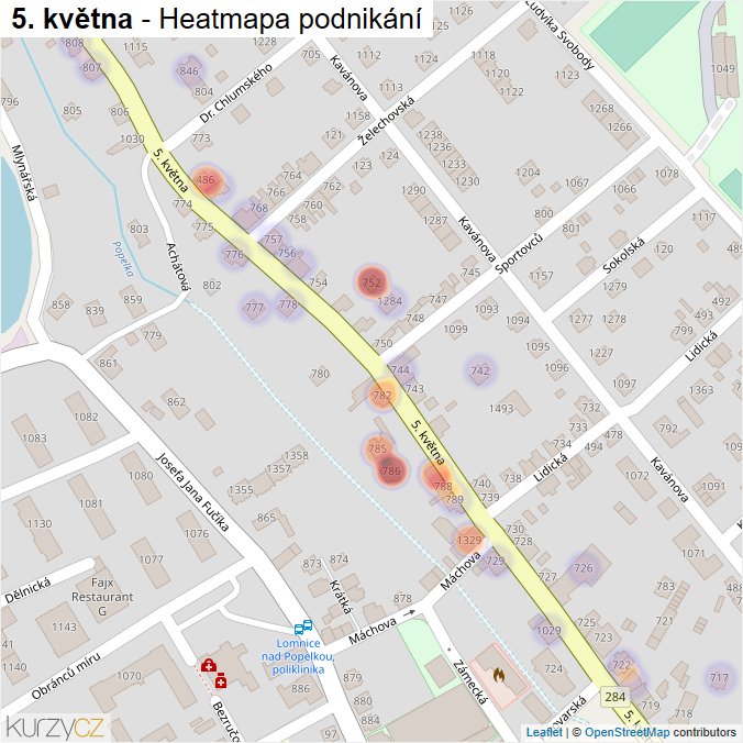 Mapa 5. května - Firmy v ulici.