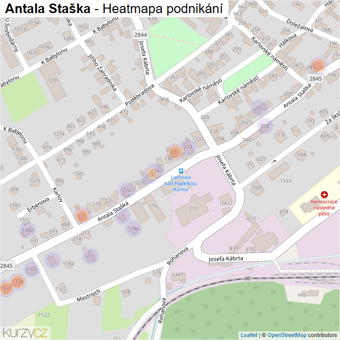Mapa Antala Staška - Firmy v ulici.