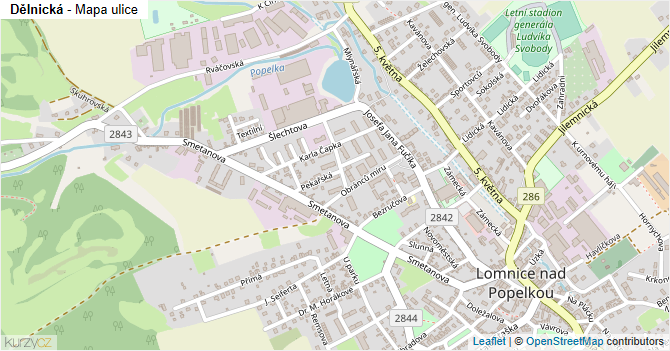 Dělnická - mapa ulice