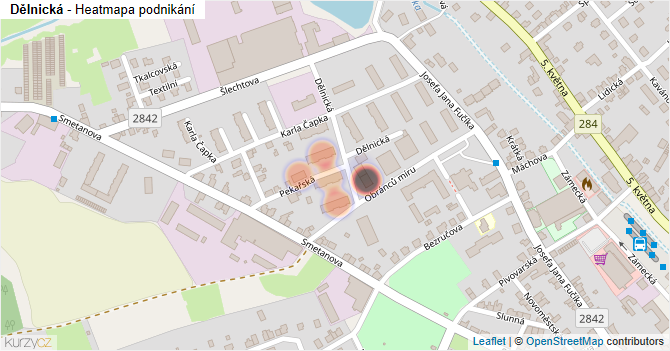 Dělnická - mapa podnikání