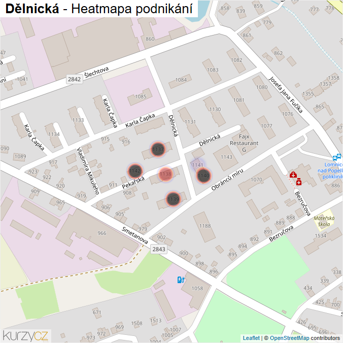 Mapa Dělnická - Firmy v ulici.