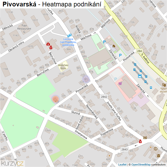 Mapa Pivovarská - Firmy v ulici.
