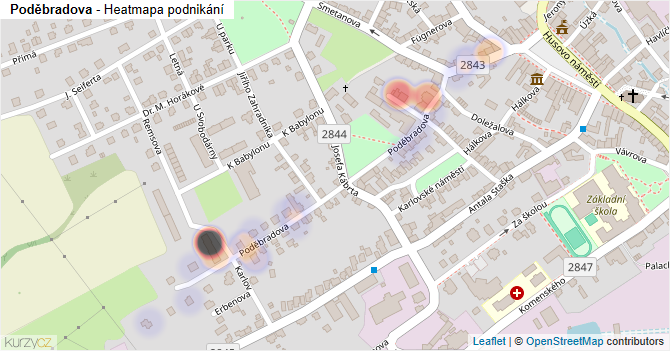 Poděbradova - mapa podnikání