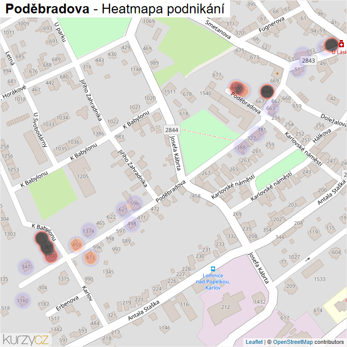 Mapa Poděbradova - Firmy v ulici.