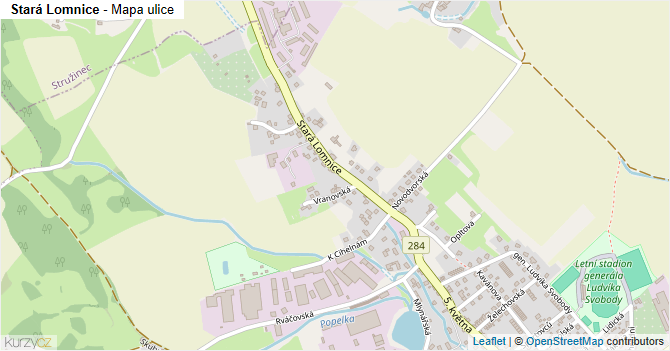 Stará Lomnice - mapa ulice