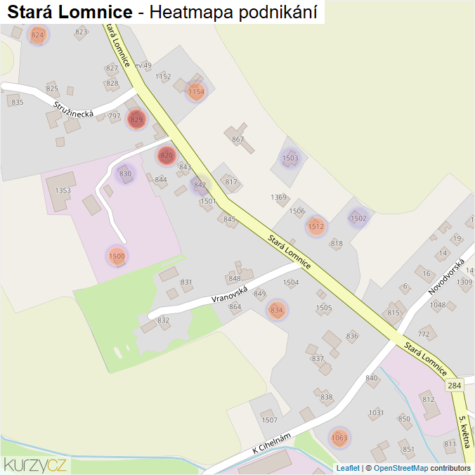 Mapa Stará Lomnice - Firmy v ulici.