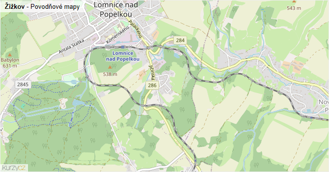 Žižkov - záplavové mapy stoleté vody
