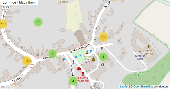 Lomnice - mapa firem