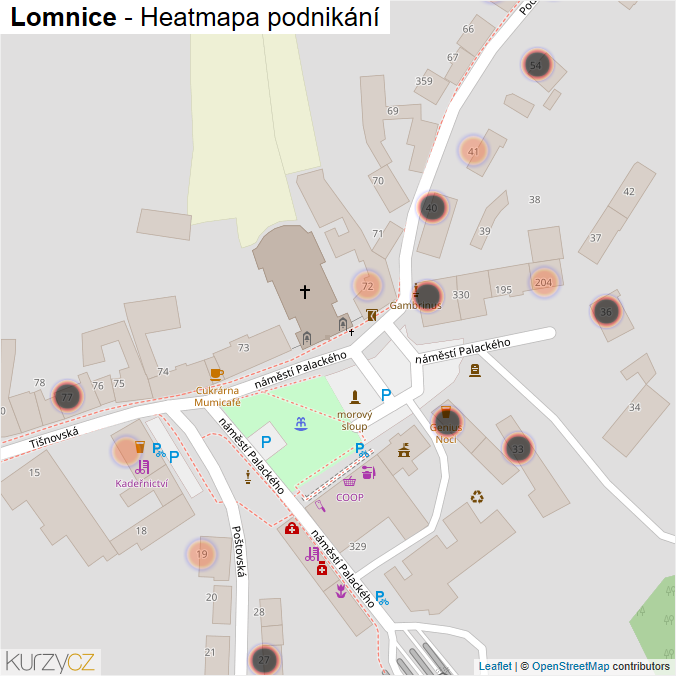Mapa Lomnice - Firmy v obci.