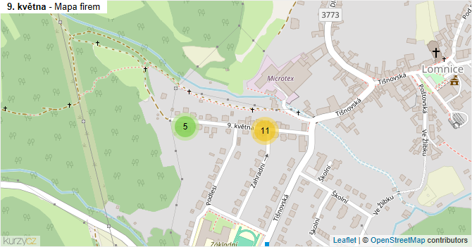 9. května - mapa firem