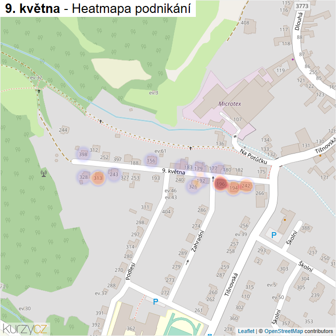 Mapa 9. května - Firmy v ulici.
