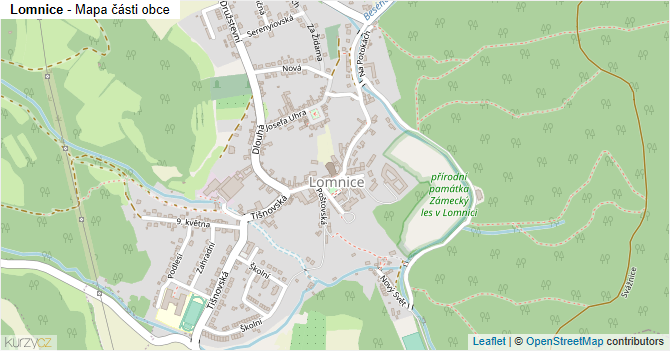 Lomnice - mapa části obce