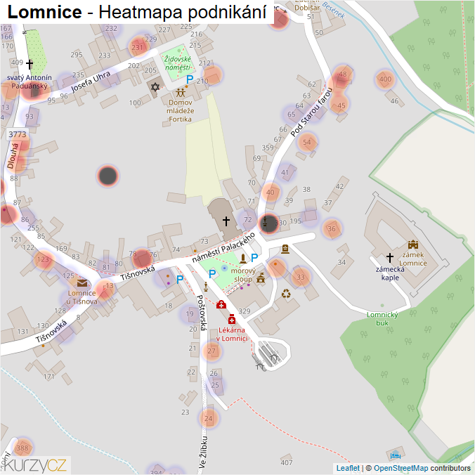 Mapa Lomnice - Firmy v části obce.