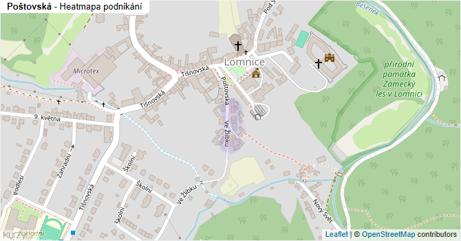 Poštovská - mapa podnikání