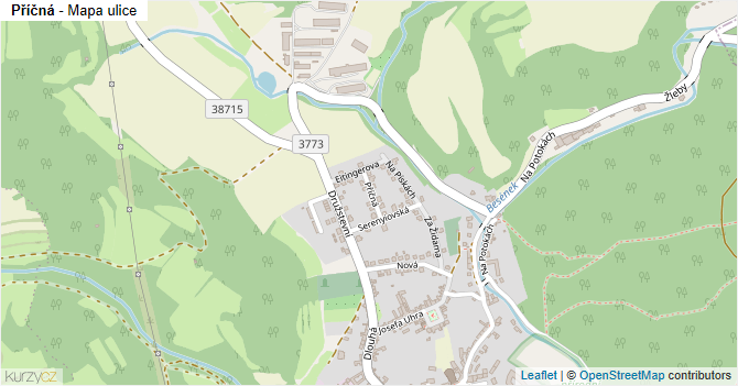 Příčná - mapa ulice
