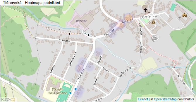 Tišnovská - mapa podnikání