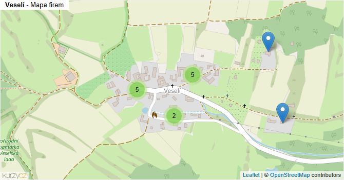 Veselí - mapa firem