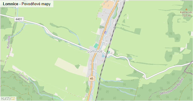 Lomnice - záplavové mapy stoleté vody