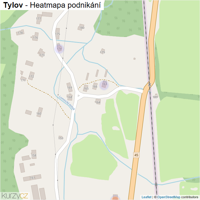 Mapa Tylov - Firmy v části obce.