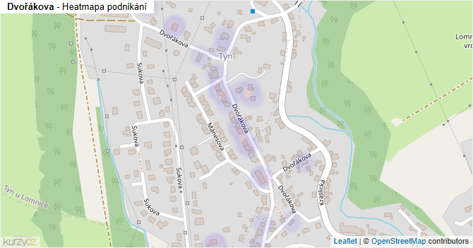 Dvořákova - mapa podnikání