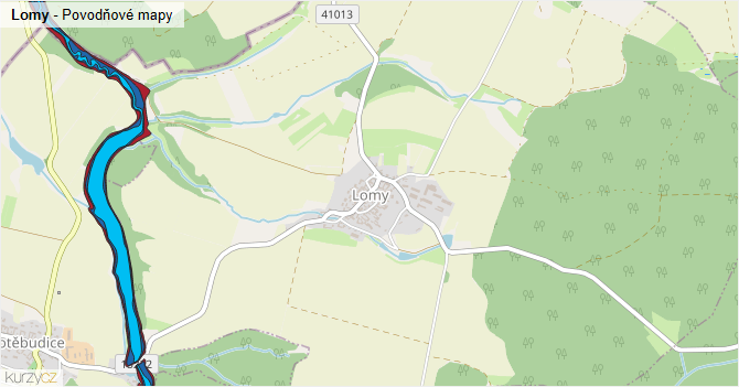 Lomy - záplavové mapy stoleté vody
