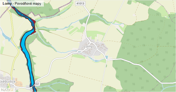 Lomy - záplavové mapy stoleté vody