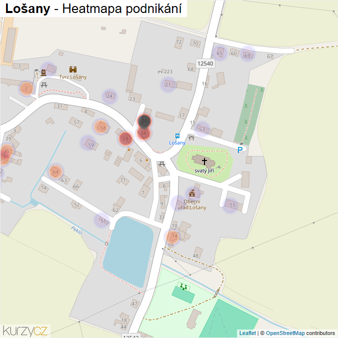 Mapa Lošany - Firmy v části obce.