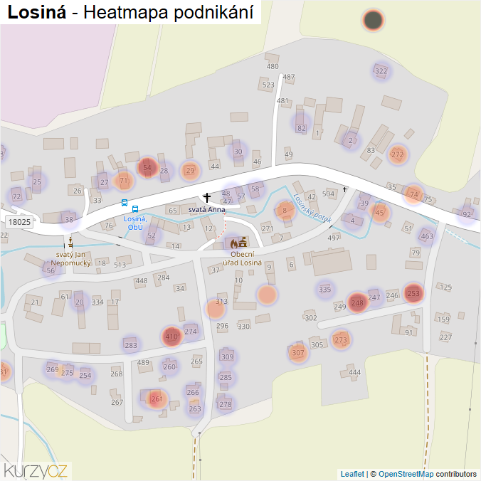 Mapa Losiná - Firmy v části obce.