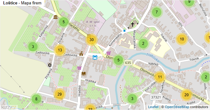 Loštice - mapa firem