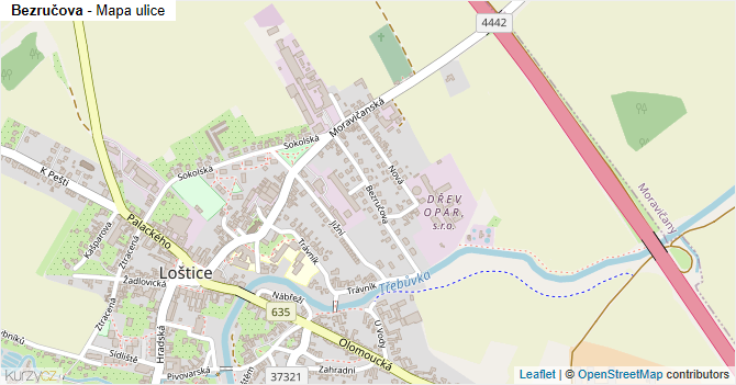 Bezručova - mapa ulice