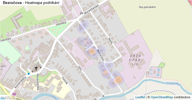 Bezručova - mapa podnikání