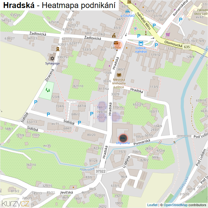 Mapa Hradská - Firmy v ulici.