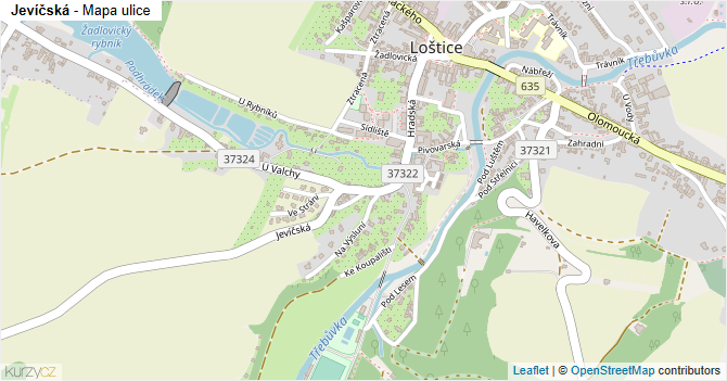 Jevíčská - mapa ulice
