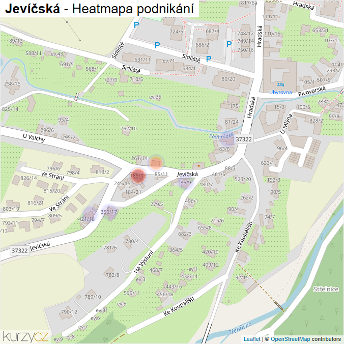 Mapa Jevíčská - Firmy v ulici.