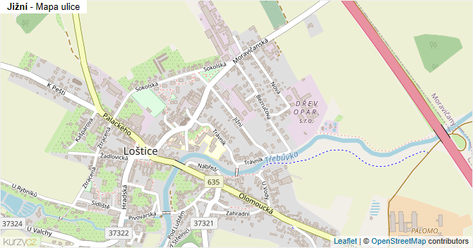 Jižní - mapa ulice